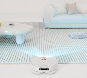 a robot vacuum sensing a living room